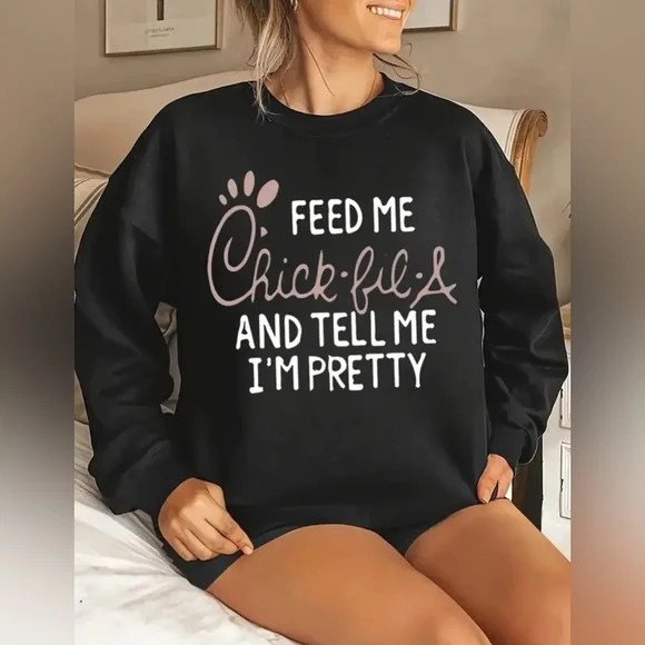 Black Feed Me Chic Fil A Sweatshirt - Picture 1 of 5